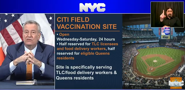 Vaccines coming to Citi Field Wednesday